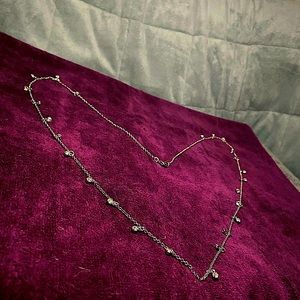 Silver Stone-Beaded Translucent Long-Chain Necklace [NEW]